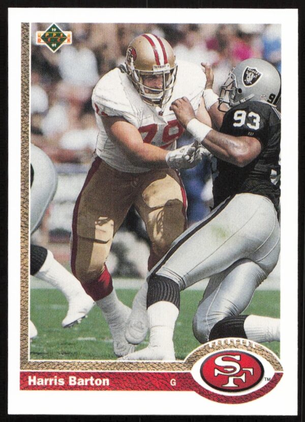 1991 Upper Deck Football Card of Harris Barton, San Francisco 49ers Offensive Lineman #686.