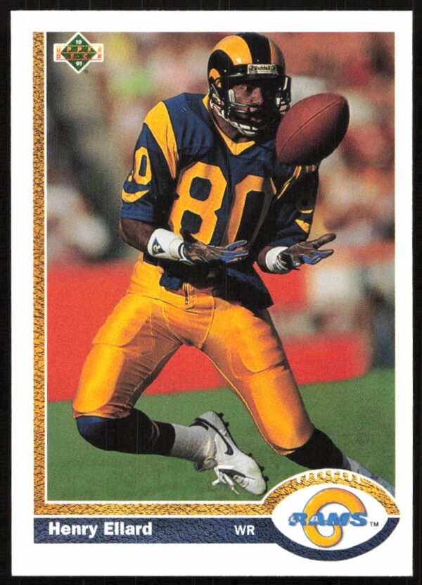1991 Upper Deck Henry Ellard football card, Los Angeles Rams uniform, #362 front view.