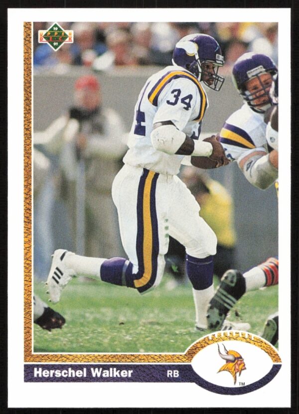 Herschel Walker 1991 Upper Deck Football Card #346, showcasing dynamic action and vibrant design.
