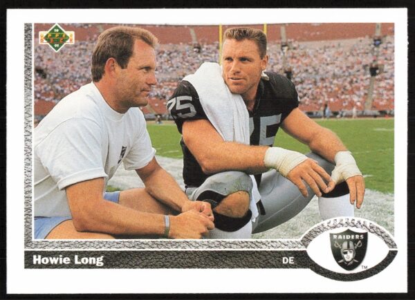 Front of 1991 Upper Deck Howie Long #289 football card in Raiders uniform.