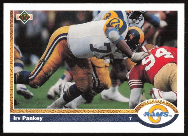 Irv Pankey 1991 Upper Deck NFL Card #497 - Los Angeles Rams Action Shot.