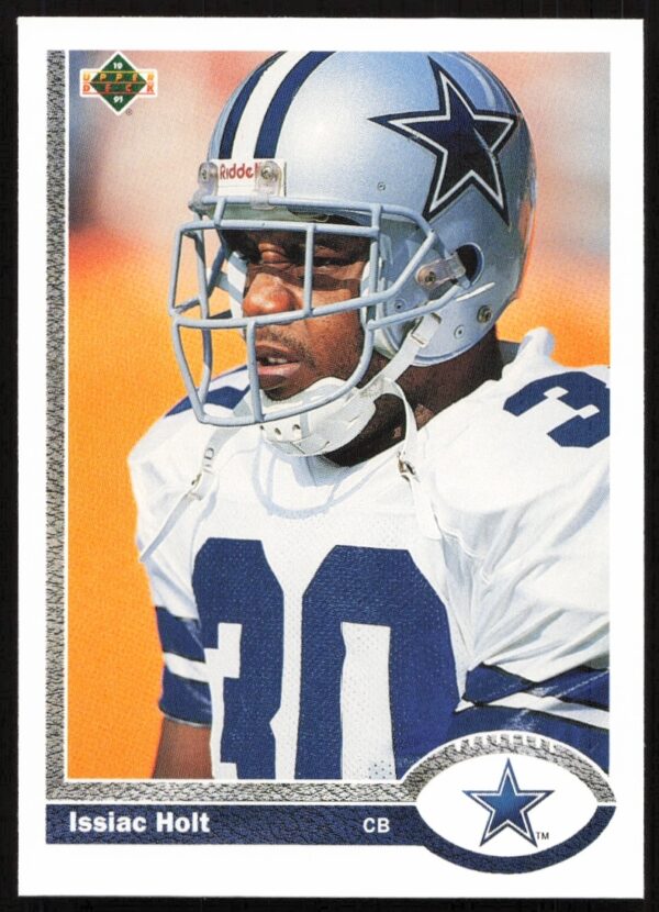 Issiac Holt 1991 Upper Deck Football Card #48, showcasing dynamic action and athletic poise.