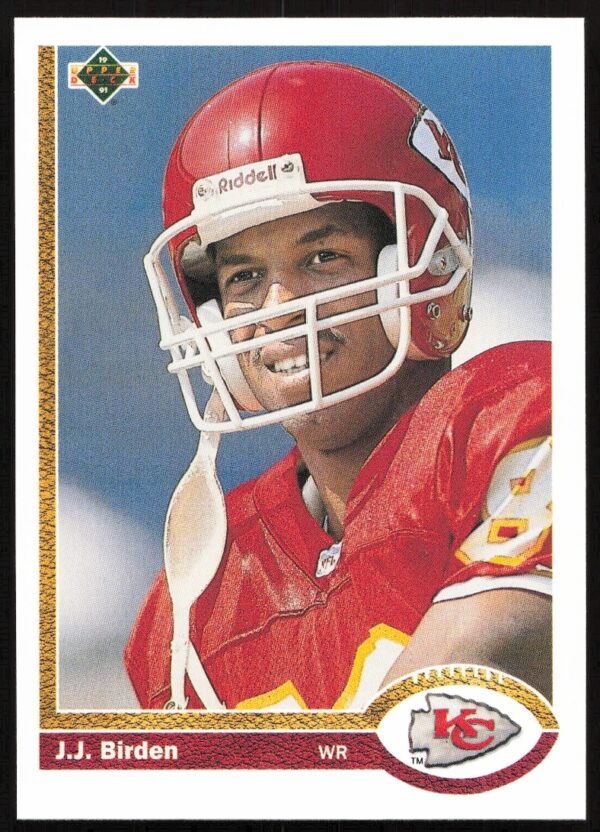 NFL 1991 J.J. Birden Upper Deck card #661, Kansas City Chiefs action shot.