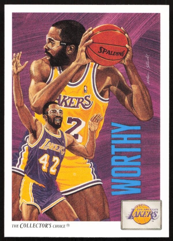 James Worthy 1991 Upper Deck Basketball Card #85 featuring Lakers star in action.