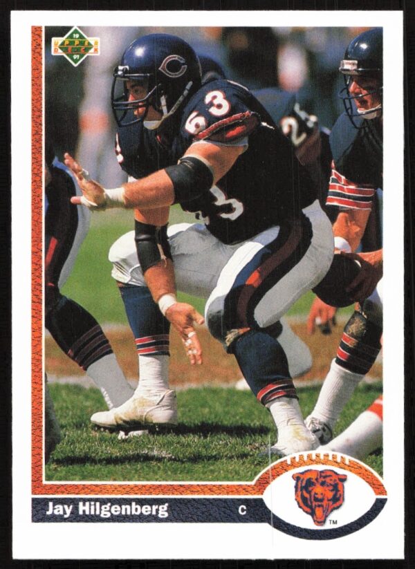 1991 Upper Deck football card of Jay Hilgenberg, Chicago Bears center, card #267.