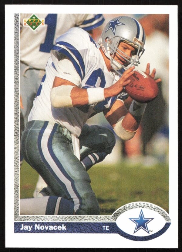 1991 Upper Deck Jay Novacek #109 football card showcasing him in action.