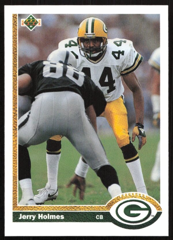Jerry Holmes 1991 Upper Deck Card: Front View, NFL Action Shot, Classic 90s Design.