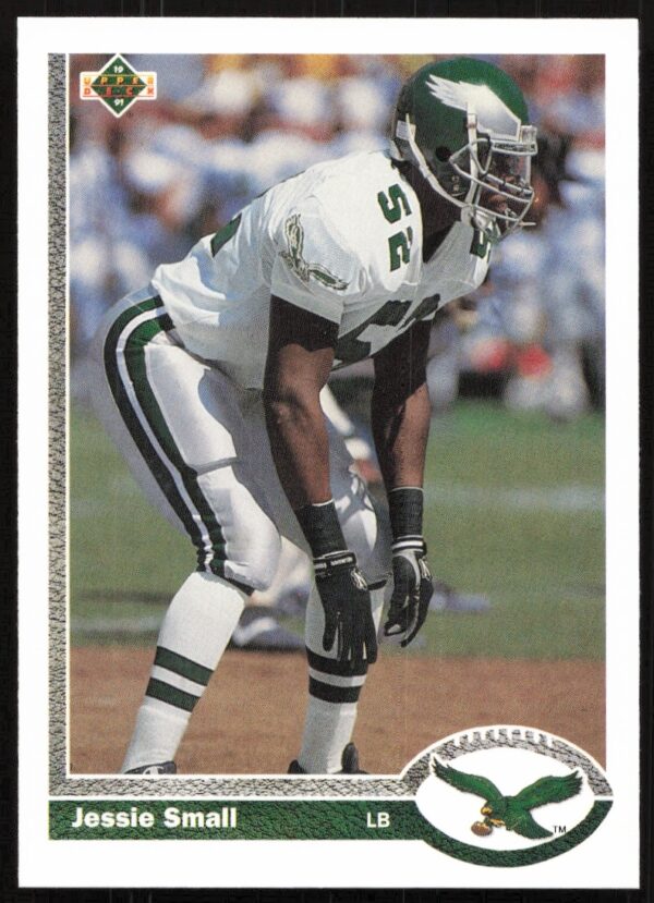 1991 Upper Deck Jessie Small NFL card #439, Philadelphia Eagles action shot.