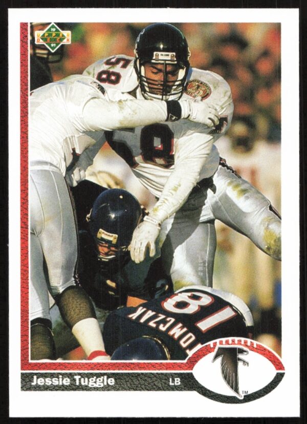 Atlanta Falcons linebacker Jessie Tuggle 1991 Upper Deck football card #285 front image.