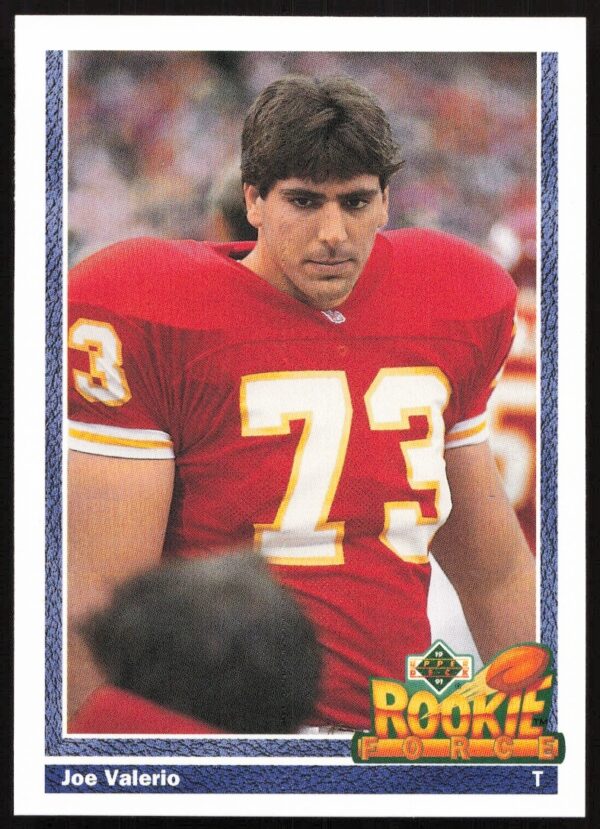 1991 Upper Deck Joe Valerio #613 football card, Kansas City Chiefs lineman in action.