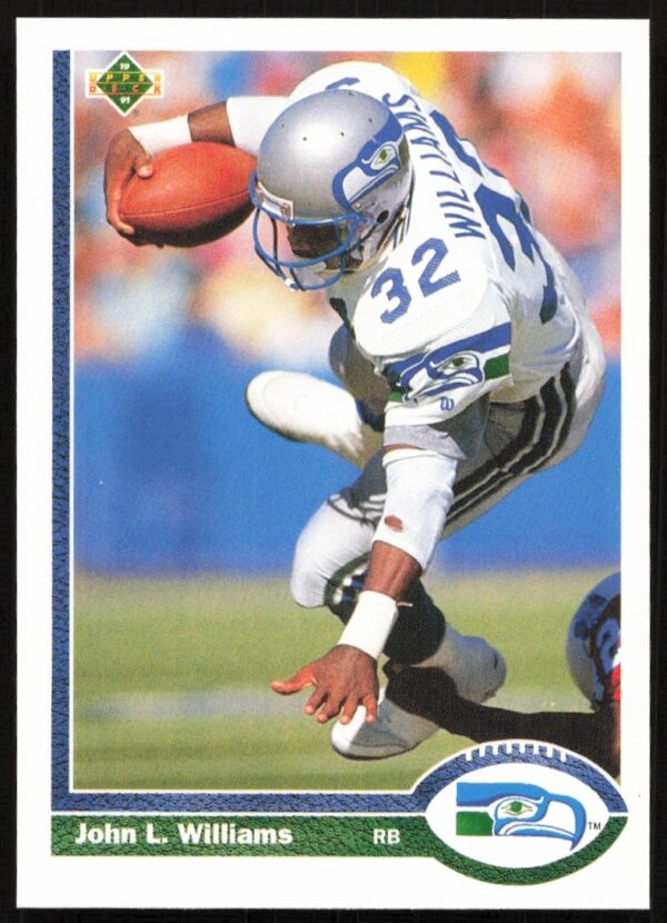 1991 Upper Deck #166 - John L. Williams, Seattle Seahawks Football Card Front.