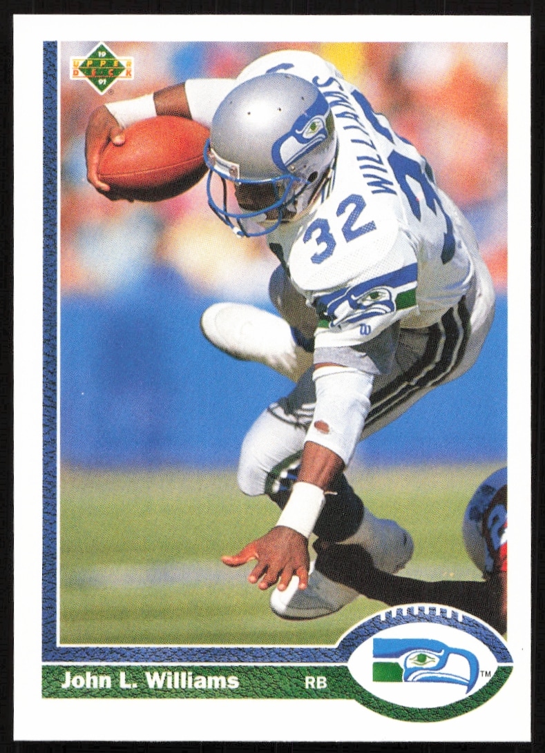1991 Upper Deck #166 - John L. Williams, Seattle Seahawks Football Card Front.