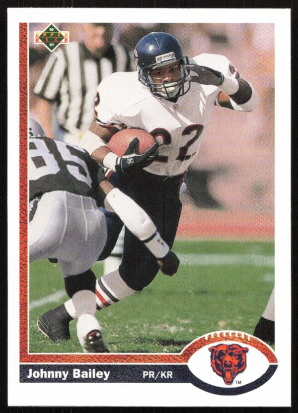 1991 Upper Deck Johnny Bailey #522 football card featuring action shot on field.