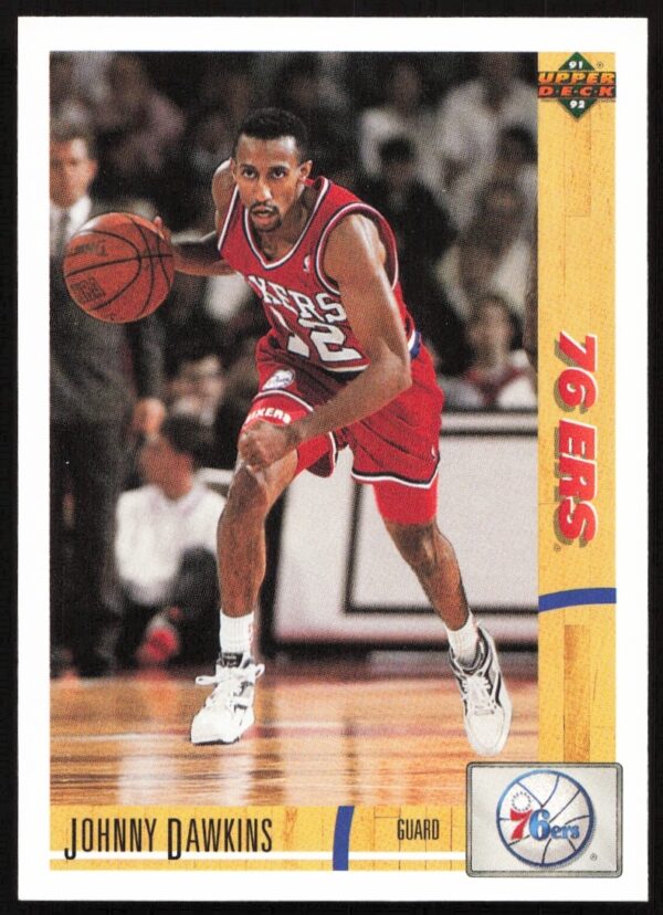 1991 Upper Deck Johnny Dawkins card #176 front, showcasing action-packed basketball moment.