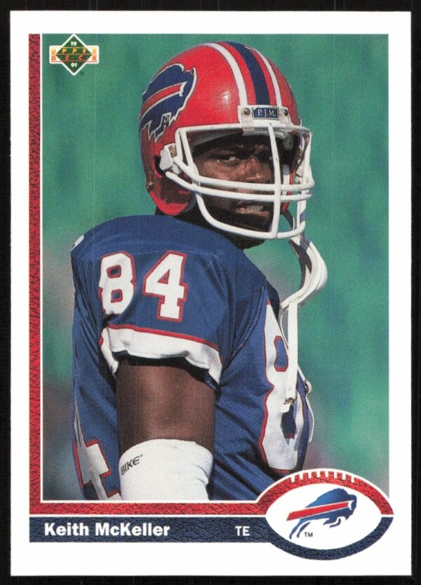 Keith McKeller 1991 Upper Deck Card #360, Buffalo Bills Tight End in Action.