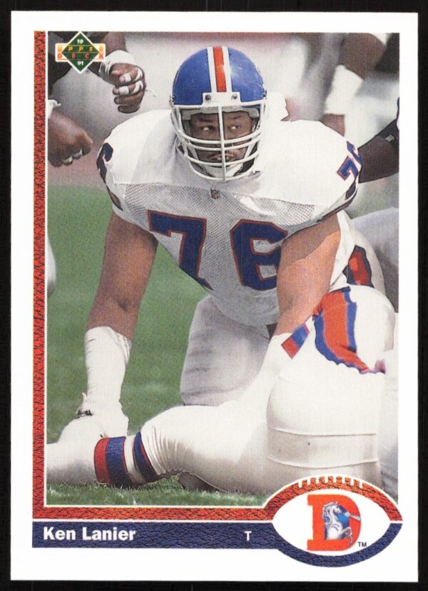 Ken Lanier 1991 Upper Deck Card #697, featuring action-packed football scene.