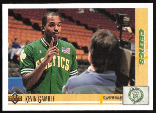 Kevin Gamble 1991 Upper Deck #170: Boston Celtics action shot card (Front).