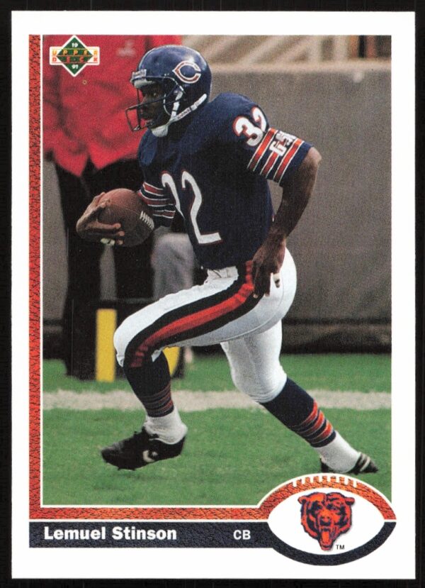 1991 Upper Deck Card #339: Chicago Bears’ Lemuel Stinson in action.
