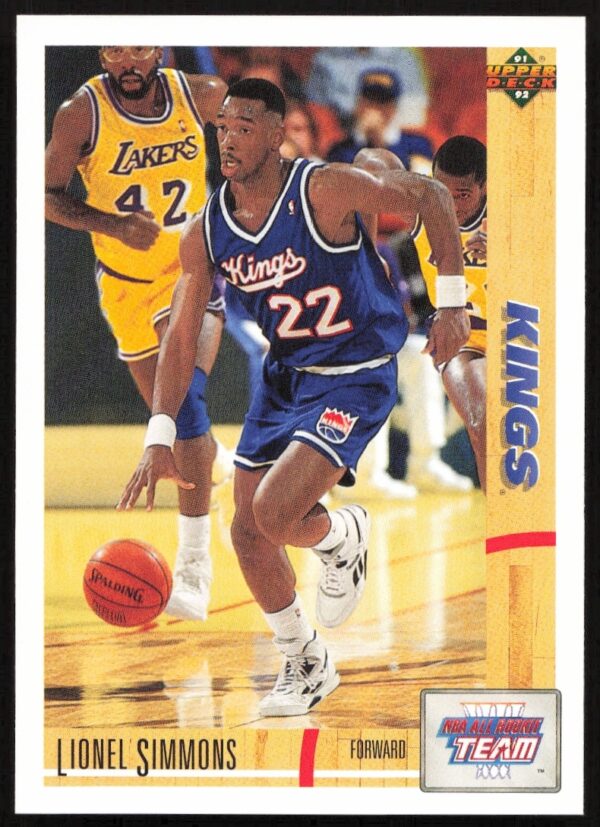 Lionel Simmons 1991 Upper Deck Card #36, Sacramento Kings action shot.