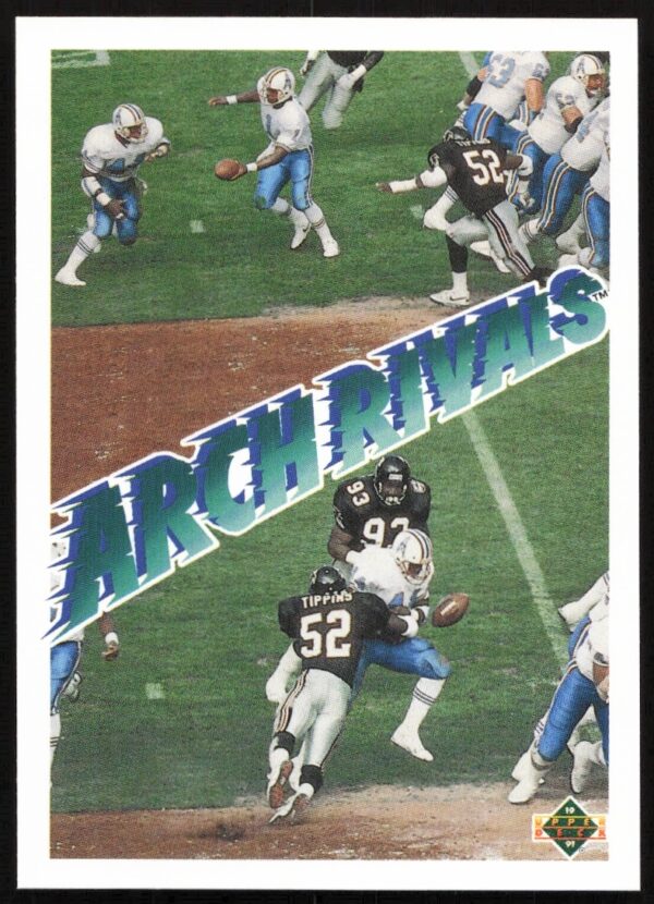 1991 Upper Deck Football Card, Lorenzo White and Ken Tippins, Action Shots, AR #657 Front.