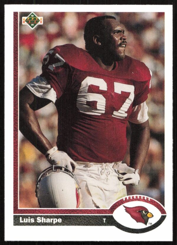 Front view of 1991 Upper Deck Luis Sharpe football card, number 428.