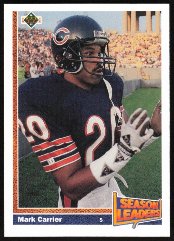 Mark Carrier in action: 1991 Upper Deck sports card #406, Chicago Bears (Front).