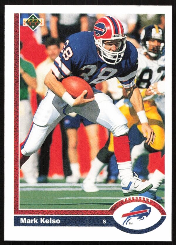 1991 Upper Deck Mark Kelso #71 football card, Buffalo Bills mid-action photo.