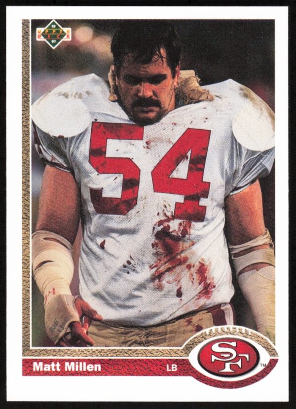 Matt Millen 1991 Upper Deck Football Card #409 in action pose.