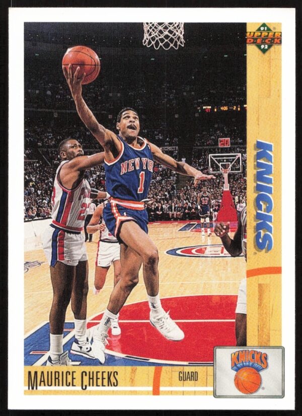 Maurice Cheeks 1991 Upper Deck Knicks Card #281, featuring action shot.