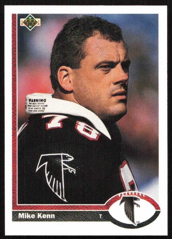 Mike Kenn 1991 Upper Deck Football Card #42 Front View in Falcons Uniform.