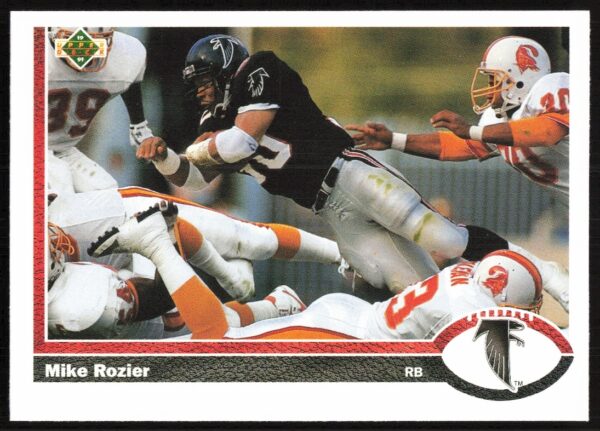 Front of 1991 Upper Deck football card featuring Mike Rozier in action, card #283.