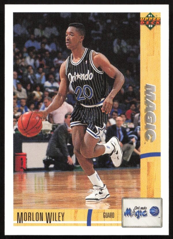 Morlon Wiley 1991 Upper Deck card #26, Orlando Magic action shot.