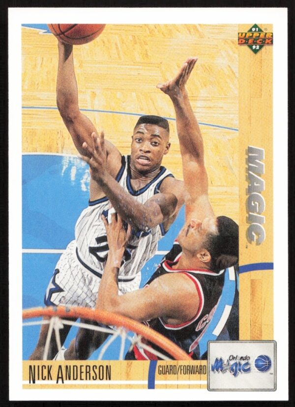 Nick Anderson 1991 Upper Deck Card #228 in-action basketball trading card.