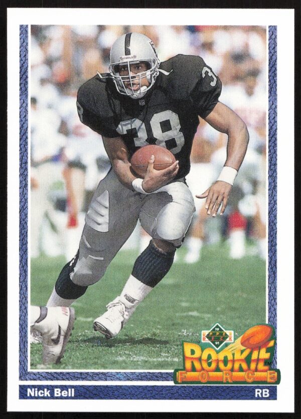 1991 Upper Deck Nick Bell #620, football card in team uniform, collectible sports memorabilia.