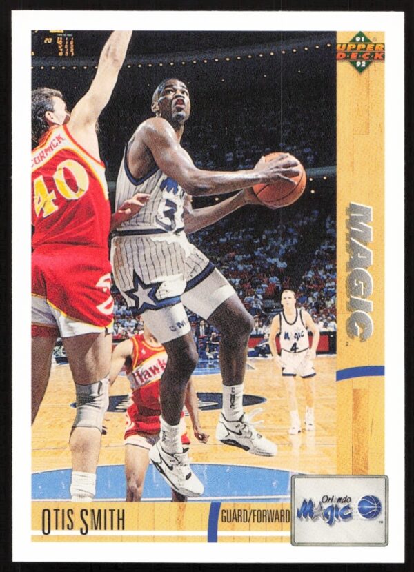 Otis Smith 1991 Upper Deck Basketball Card #288, Orlando Magic, action shot.