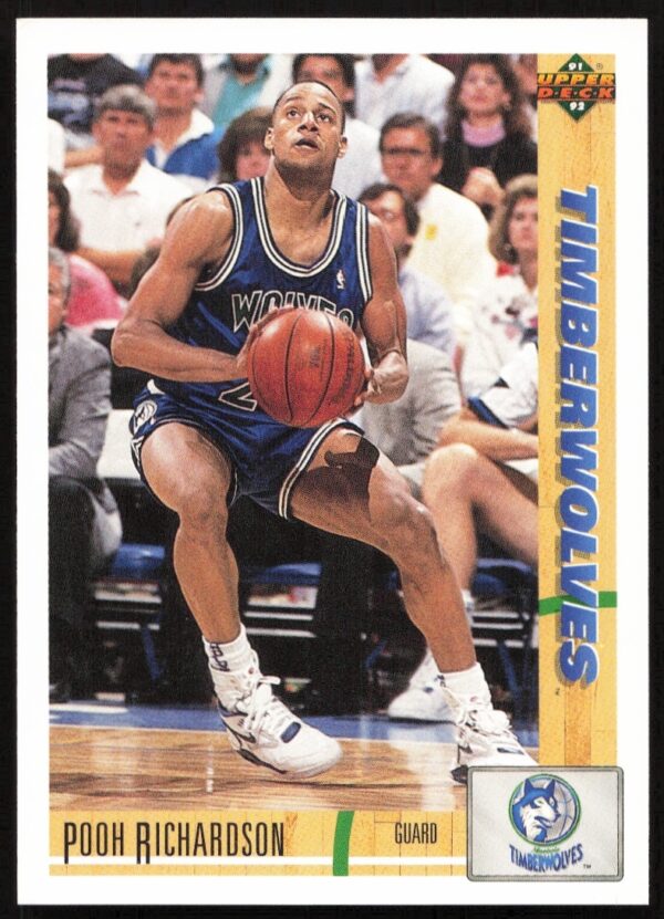 Pooh Richardson in action, 1991 Upper Deck basketball card, Minnesota Timberwolves.