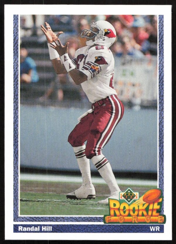 Front view of Randal Hill in Dolphins gear on 1991 Upper Deck Card #632.