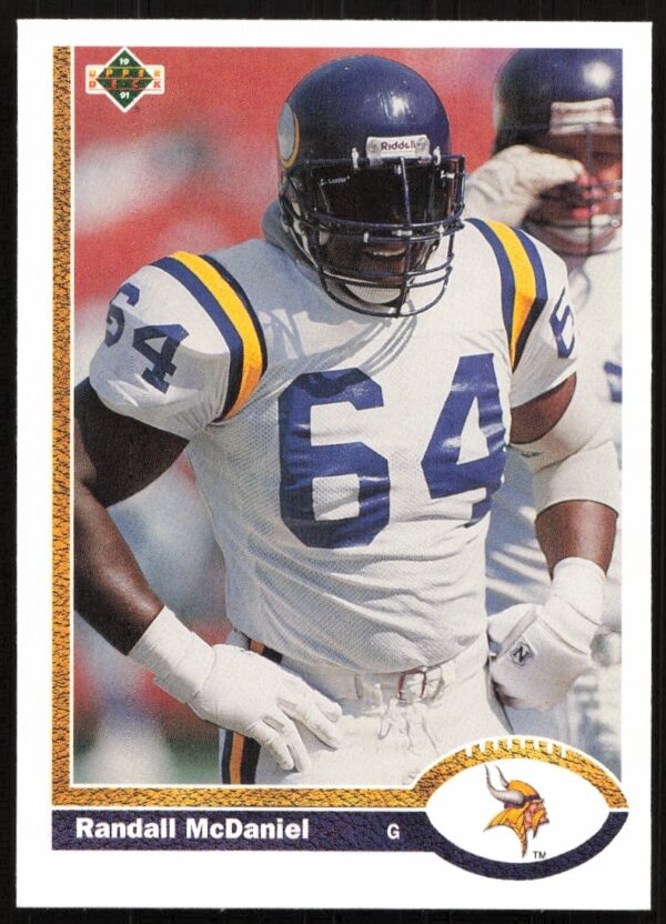 Randall McDaniel 1991 Upper Deck Card #421, NFL action pose, iconic 90s football memorabilia.