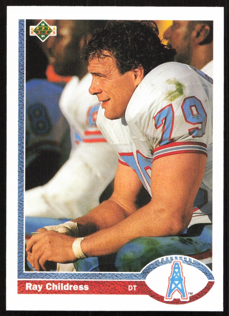 Ray Childress 1991 Upper Deck #277, Houston Oilers, NFL action shot.
