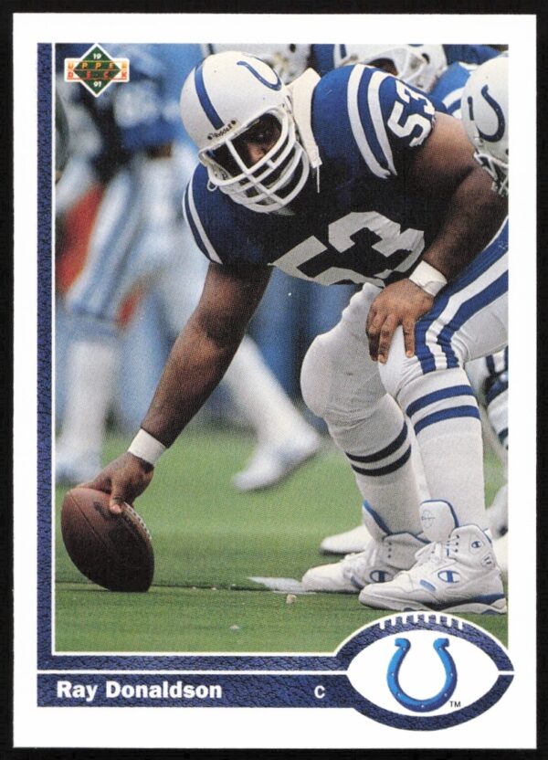 Ray Donaldson 1991 Upper Deck Football Card #412 featuring NFL action shot.