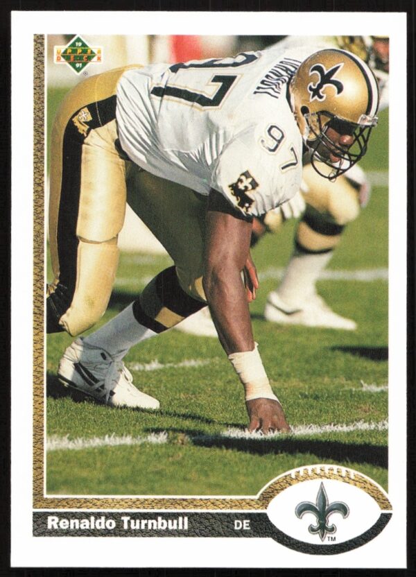 1991 Upper Deck football card of Renaldo Turnbull #234 front, showcasing him in action.