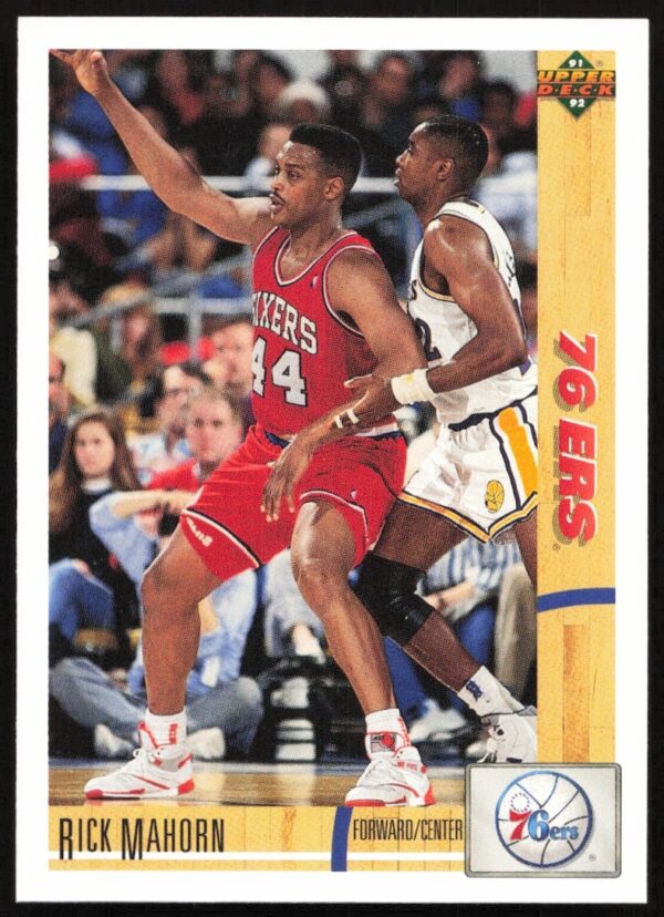 1991 Upper Deck Rick Mahorn basketball card, showcasing professional stance, #42 front view.