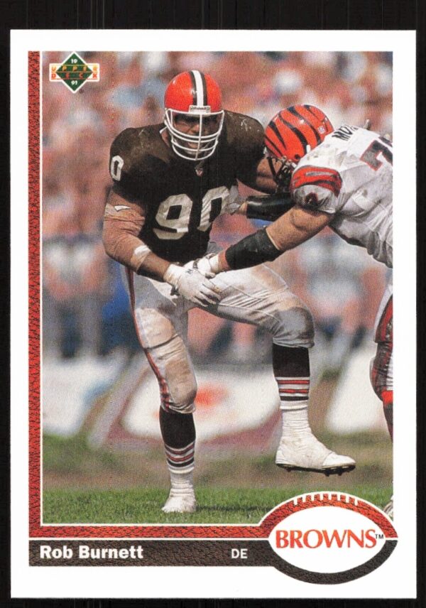 Rob Burnett 1991 Upper Deck Football Card #503, Cleveland Browns Defensive End.