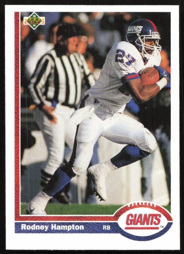 Rodney Hampton 1991 Upper Deck #269, New York Giants football card, action shot.