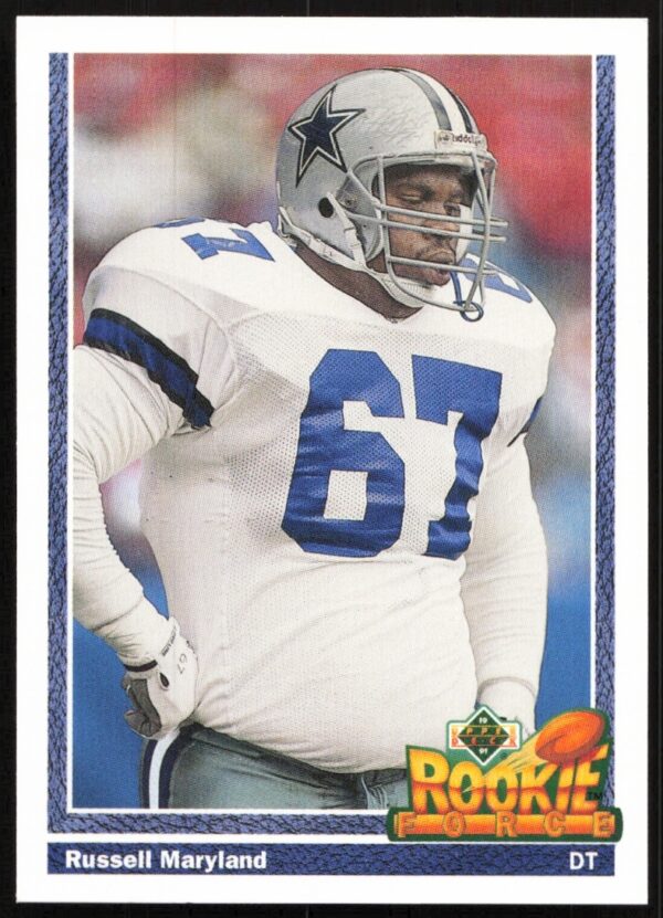 Russell Maryland 1991 Upper Deck card, Dallas Cowboys rookie, University of Miami, #636.
