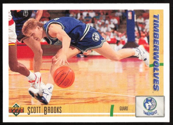 Scott Brooks 1991 Upper Deck basketball card #303 with action pose.