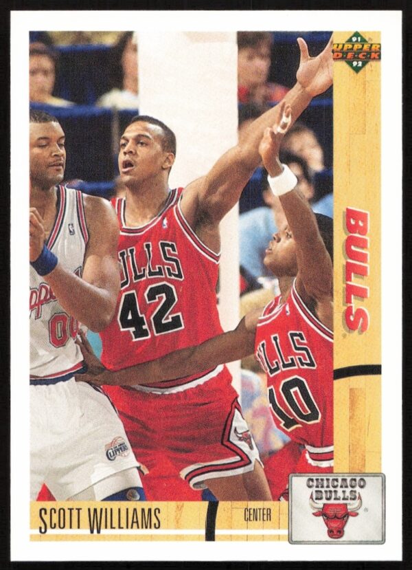 Scott Williams 1991 Upper Deck basketball card #362 with Chicago Bulls action shot.