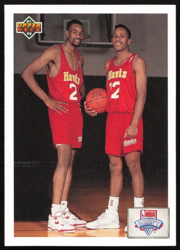 1991 Upper Deck trading card featuring Stacey Augmon and Rodney Monroe portraits and team details.