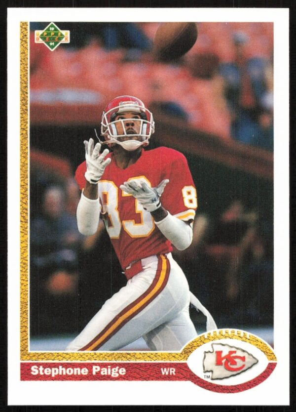 1991 Upper Deck Stephone Paige football card, #178, featuring him in Chiefs uniform.