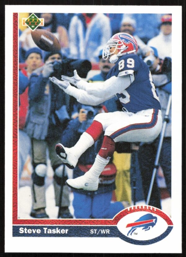 Steve Tasker 1991 Upper Deck football card #199, Buffalo Bills action shot.